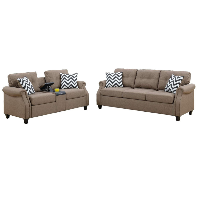 Cutina 2 - Piece Living Room Set, Light Coffee 100% Cotton