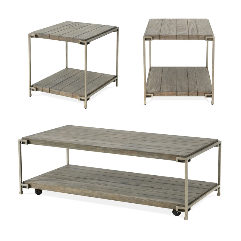 Table basse rectangulaire et tables de bout, graphite vieilli, bois franc, métal, rehaussement de salon moderne en bois franc massif 1 2, caractéristique élégante