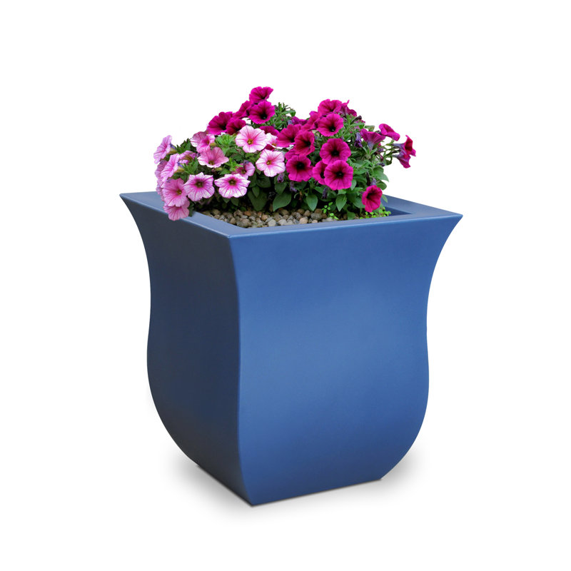 Clywd 16"x16" Square Resin Planter, Neptune Blue