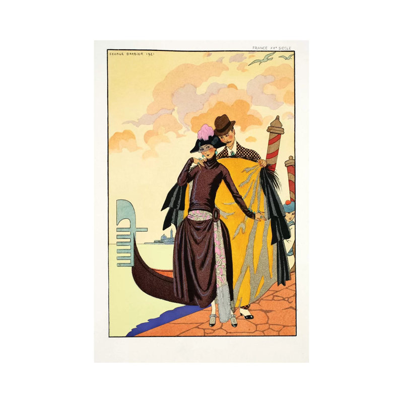 Her And Him, From 'Falbalas & Fanfreluches, Almanach Des Modes Présentes, Passées Et Futures', 1922 by George Barbier - Wrapped Canvas Painting