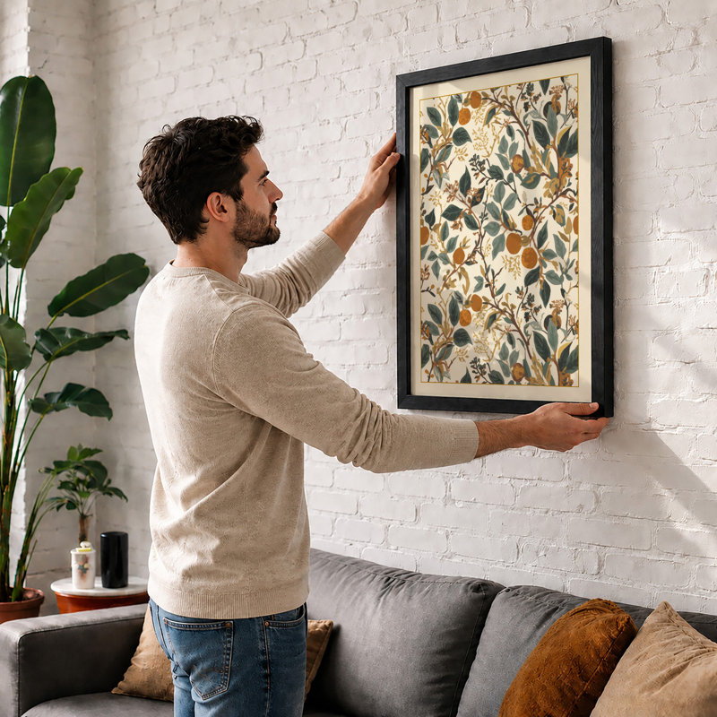 Scattered Study Botanical - Framed Print, A4 - 29.7 x 21.0 cm, White