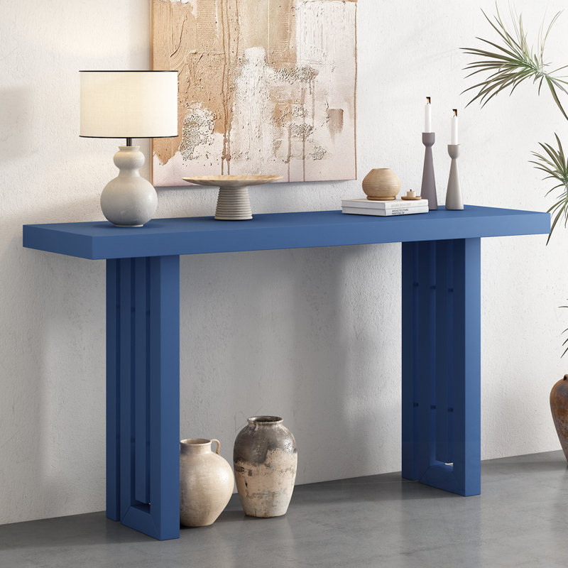 Wooden Console Table With Sturdy Sled Legs, Navy Blue