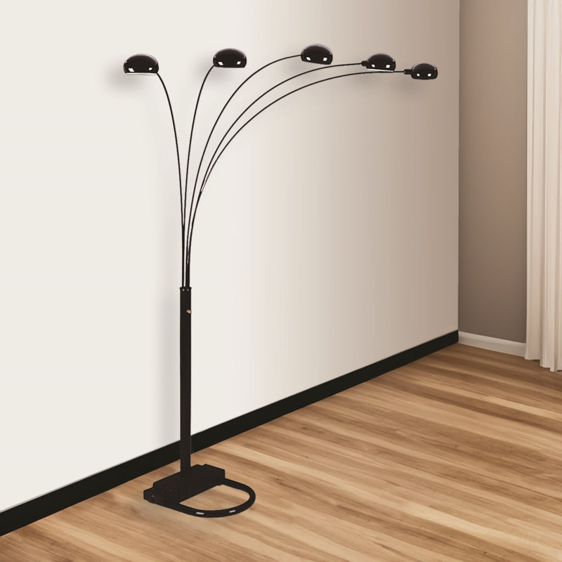 Lampe sur pied de style moderne avec abat-jour de paon de 82 pouces avec plusieurs têtes réglables et gradateur, parfaite pour les salons élégants.