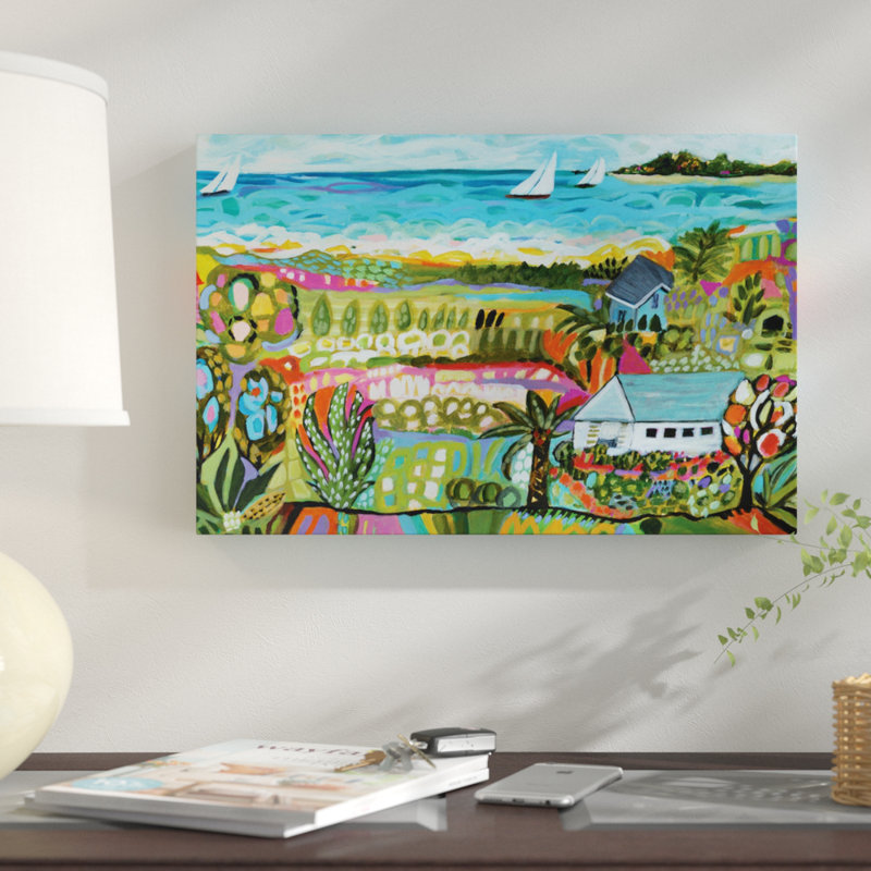 «Nautical Whimsy III» par Karen Fields - impression sur toile tendue, H 26 po x l 40 po x P 1,5 po, Pas de tapis
