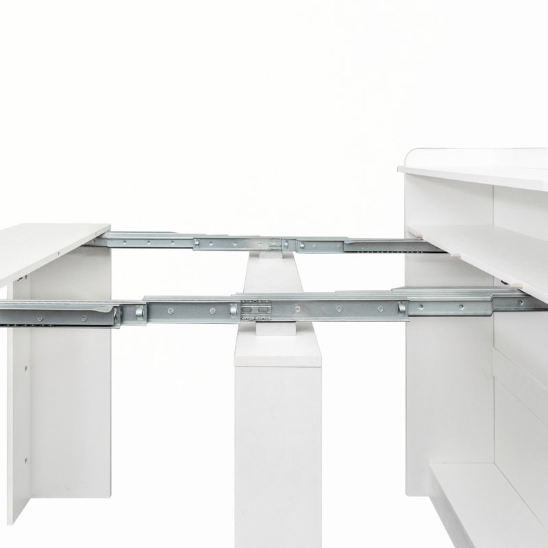 Table de salle à manger extensible moderne avec rangement, de 36,6 po à 98,4 po, White