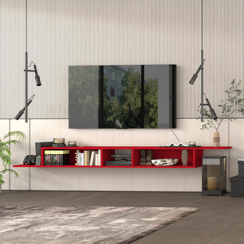 Carnforth 100'' Floating Tv Stand, Red