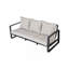Canapé pour trois personnes + table basse rectangulaire, coussins brun clair-1035940856