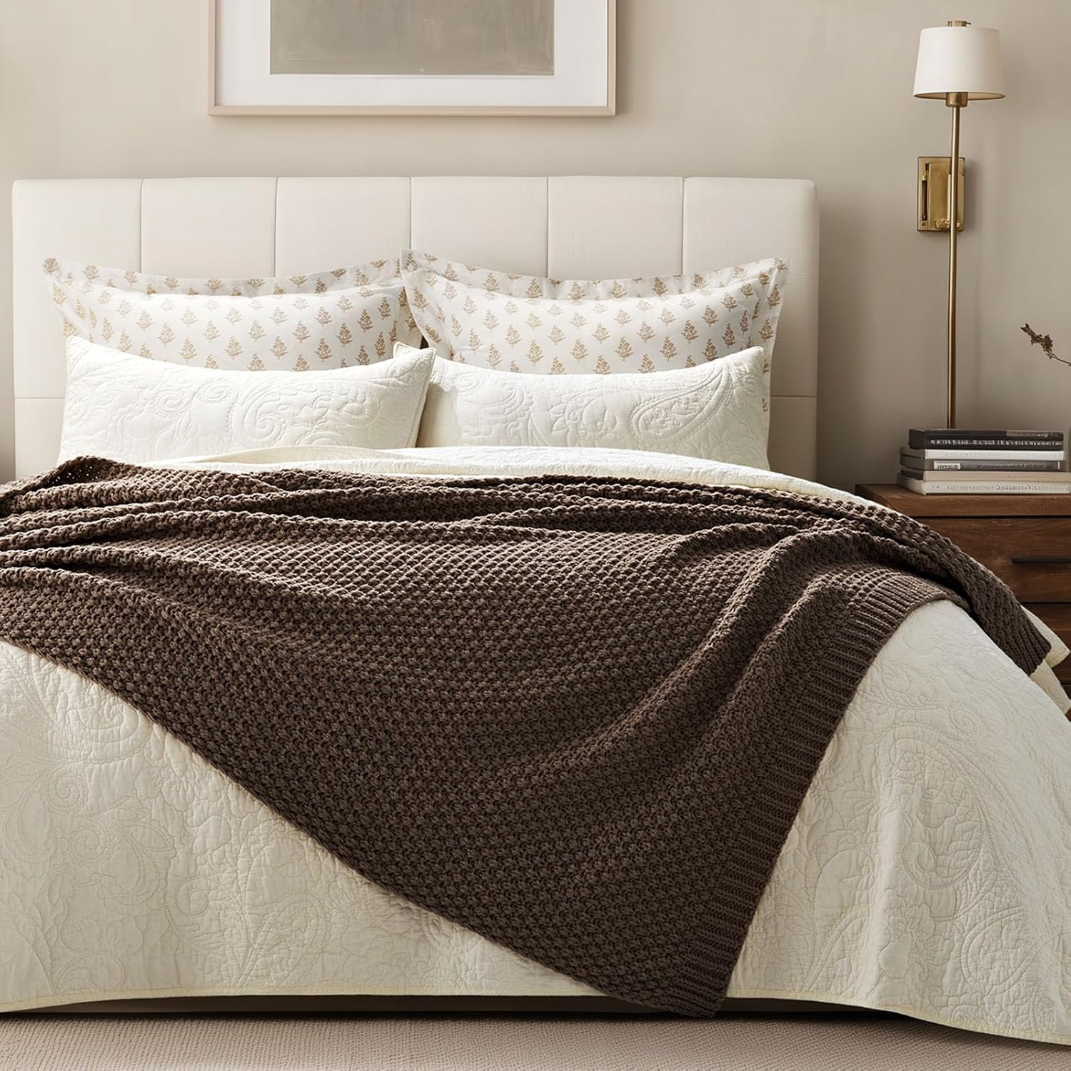 Chunky Chenille Weighted Throw Blanket, 60" L x 50" W, Cocoa Brown