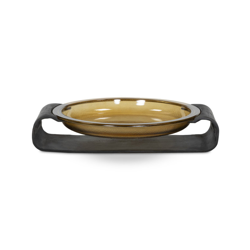 Runa Decorative Bowl, Amber/Distressed Bronze