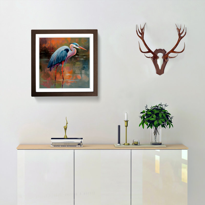 Heron Color Field Painting No.3 - Framed Print, Walnut