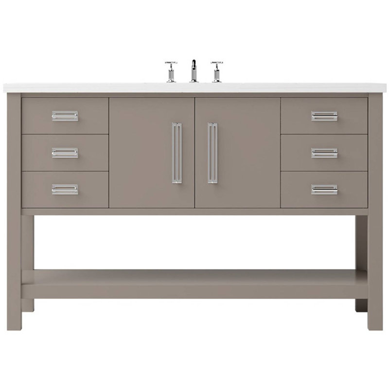 Meuble-lavabo simple très large Kiawah, Taupe Taos, Chrome poli, 60"