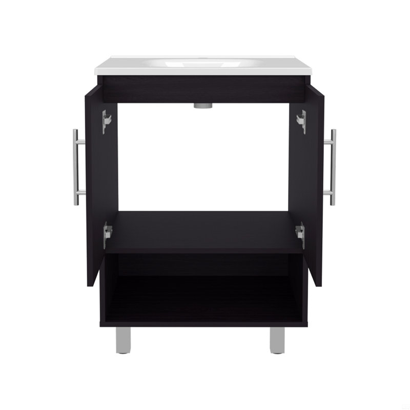 Meuble-lavabo, 2 portes, tablettes