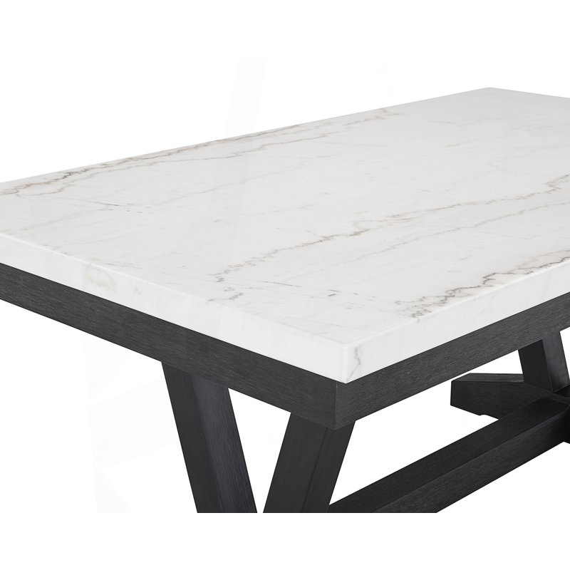 Table de salle à manger moderne transitionnelle avec plateau en marbre véritable et table de cuisine