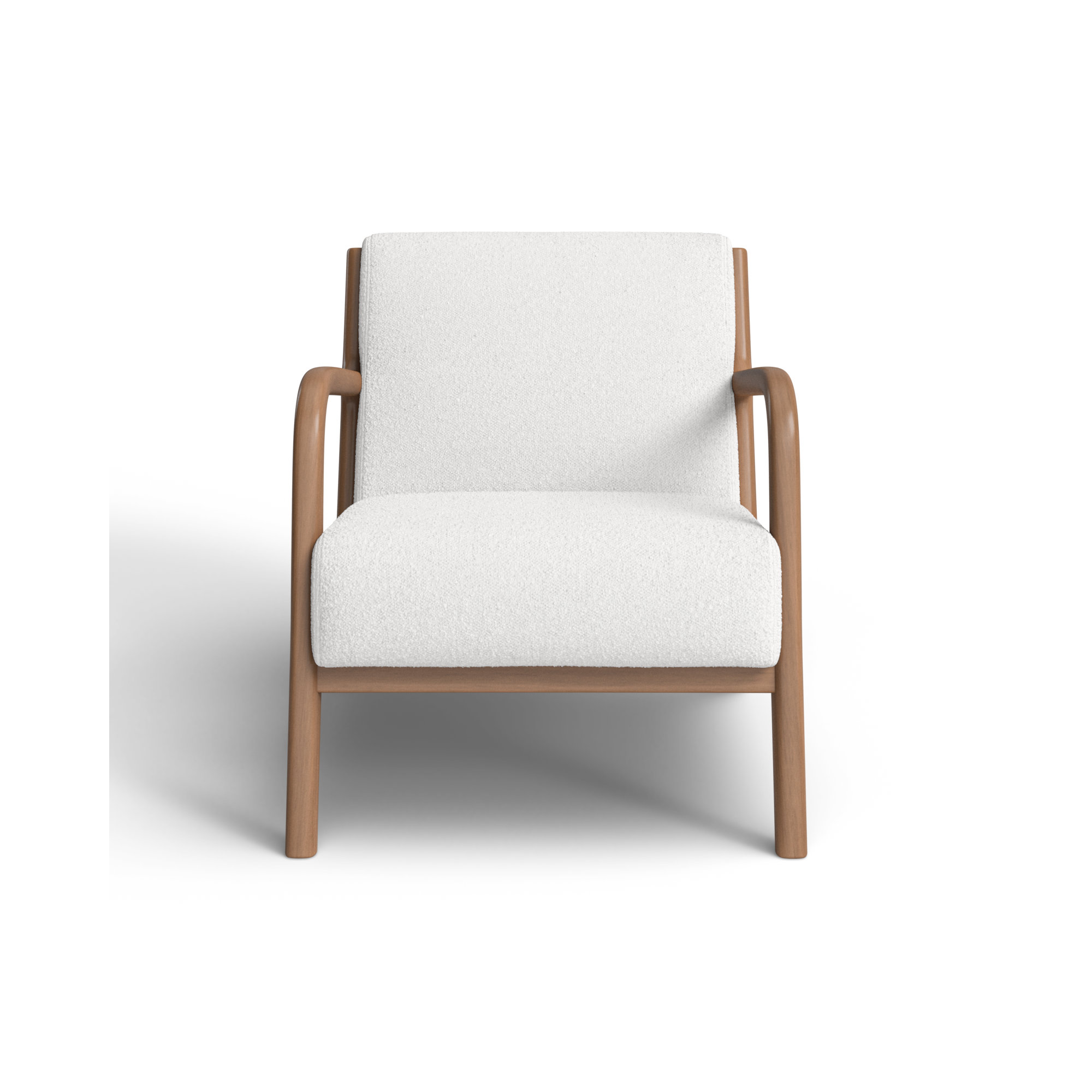 Arli 26"W Upholstered Armchair - NEMA Lounge Chair – Natural White Oak Wood Accent Chair with White Bouclé Upholstery, Modern Scandinavian Armchair for Living Room & Bedroom and Offices