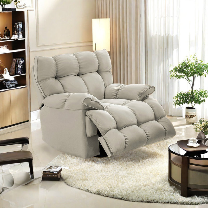 360° Swivel Recliner with Soft Cushion, Ivory