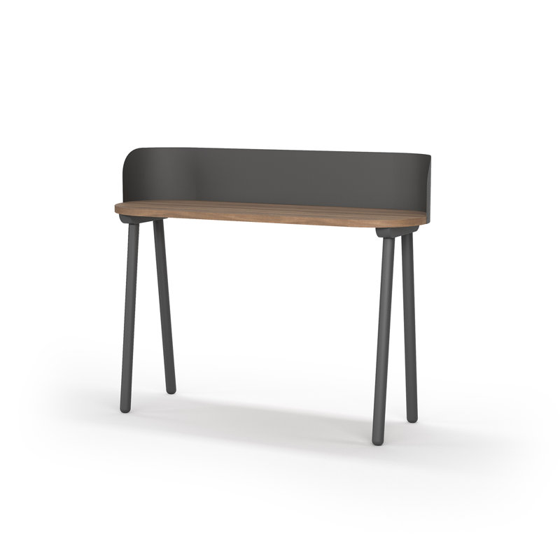 Eta Oval Solid Wood Base Writing Desk, Grey, Brown