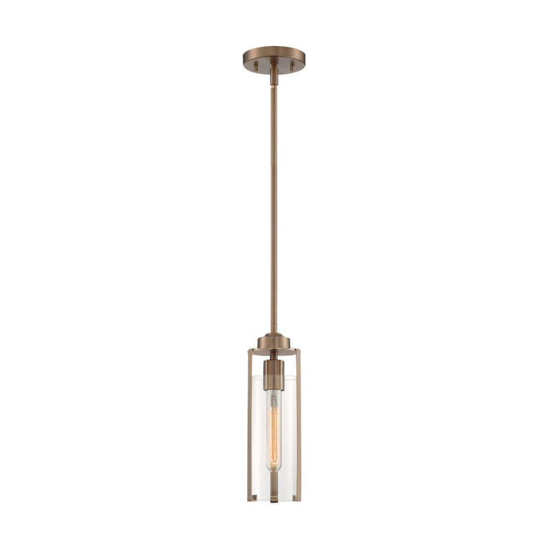 Luminaire suspendu cylindrique à 1 lumière Keziah, Bronze brillant