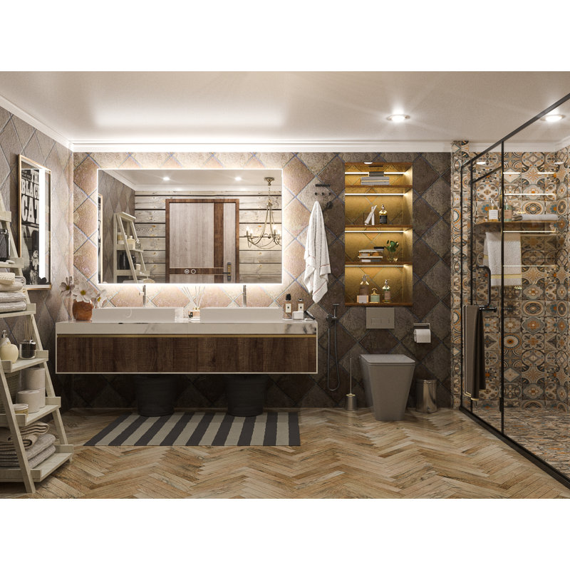 Chrisna LED Backlit Frameless Lighted Bathroom Vanity Mirror Wall Mirror 3 Color Adjust Dimmable Anti Fog, 30" x 48"