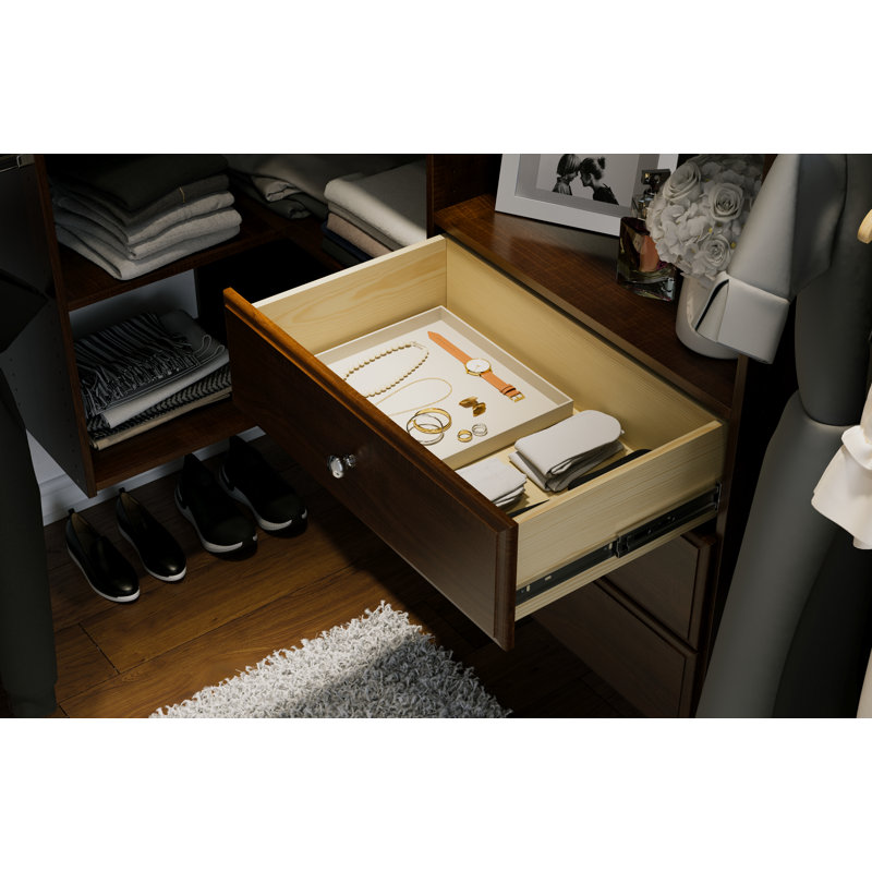 Grid 65" W - 113" W Corner Closet System (Can be Cut to Fit), Truffle