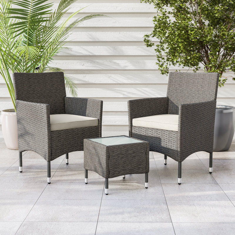 Evanas 2 - Person Patio Conversation Set with Cushions, Gray