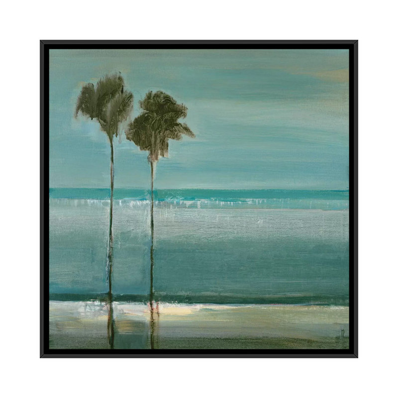 « paradise cove », reproduction sur toile, H 18 po x l 18 po x P 1,5 po, Toile avec cadre noir, Pas de tapis