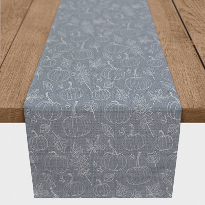 Autumn Pumpkins On Blue 4 Table Runner