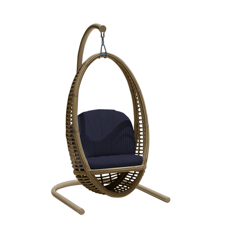 Heri Porch Swing with Stand, Kubu Mushroom, Canvas Navy Sunbrella® Canvas