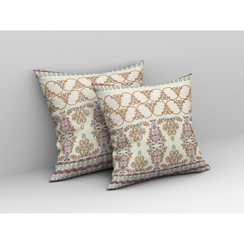 Housse et insert de coussin carré Stevensville, 26 po x 26 po, Blanc cassé / Orange