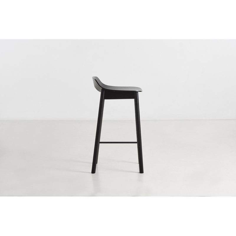 Mono Bar Stool, Counter Stool (25.59'' Seat Height), Oak/Black