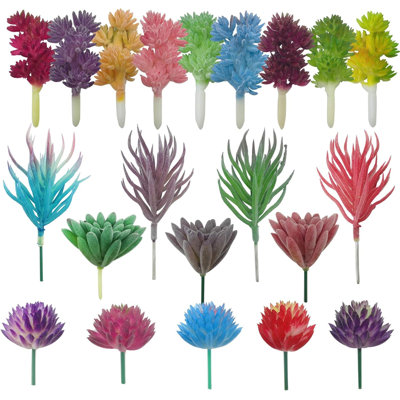 21-piece Multicolor Style 6 Plastic Succulent Plants