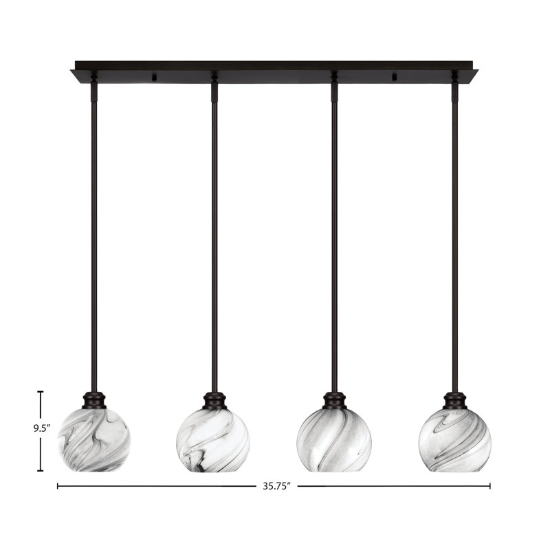 Edge 4 Light Linear Pendalier With 5.75" Glass, Espresso
