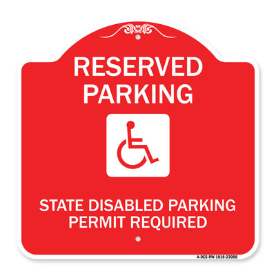 Enseigne Signmission Designer Series - Permis de stationnement réservé aux personnes à mobilité réduite (symbole de personne à mobilité réduite) | Panneau architectural rouge et blanc en aluminium de gros calibre 18 po x 18 po | Fabriqué aux Éta