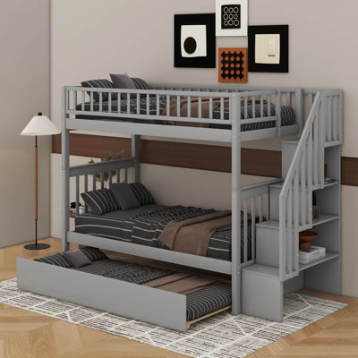 Twin Over Twin Bunk Bed With Trundle And Storage