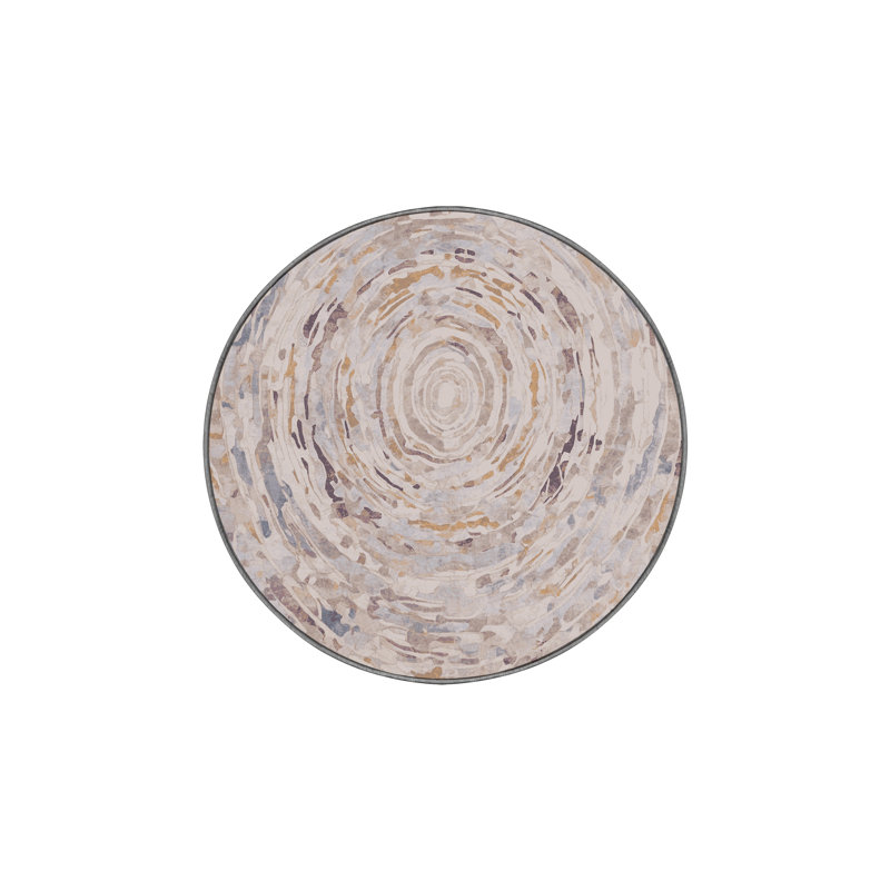 Machine Washable Gray Area Rug, Round 6'