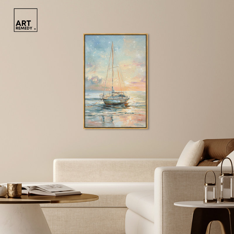 Gold Framed Boat on Shore Canvas Wall Art, 11 x 16