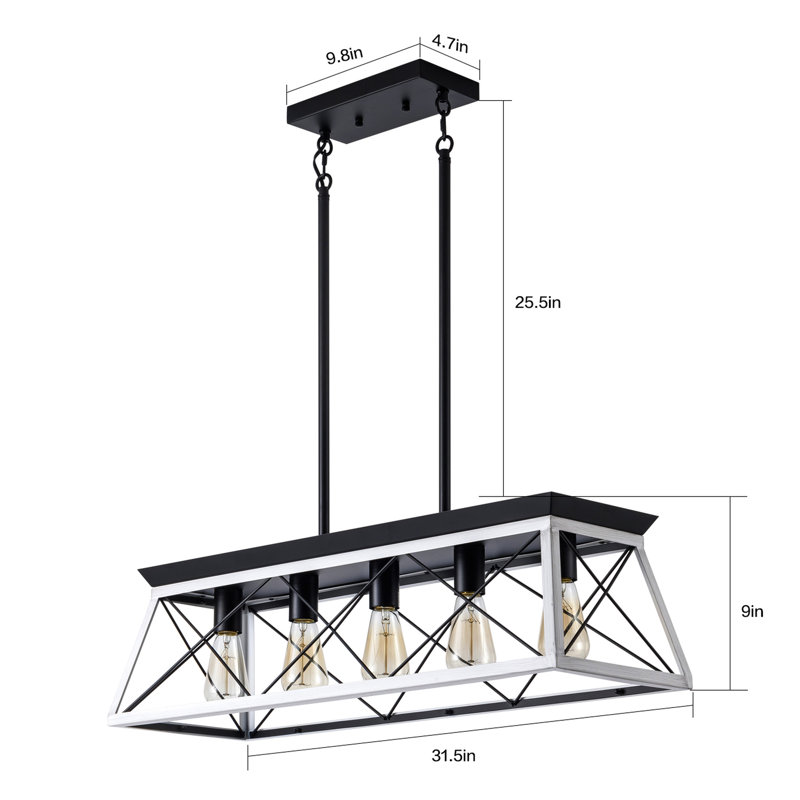 Rustic Style 5- For Dining - Adjustable Height White Lampshade Iron Wood Materials Room &