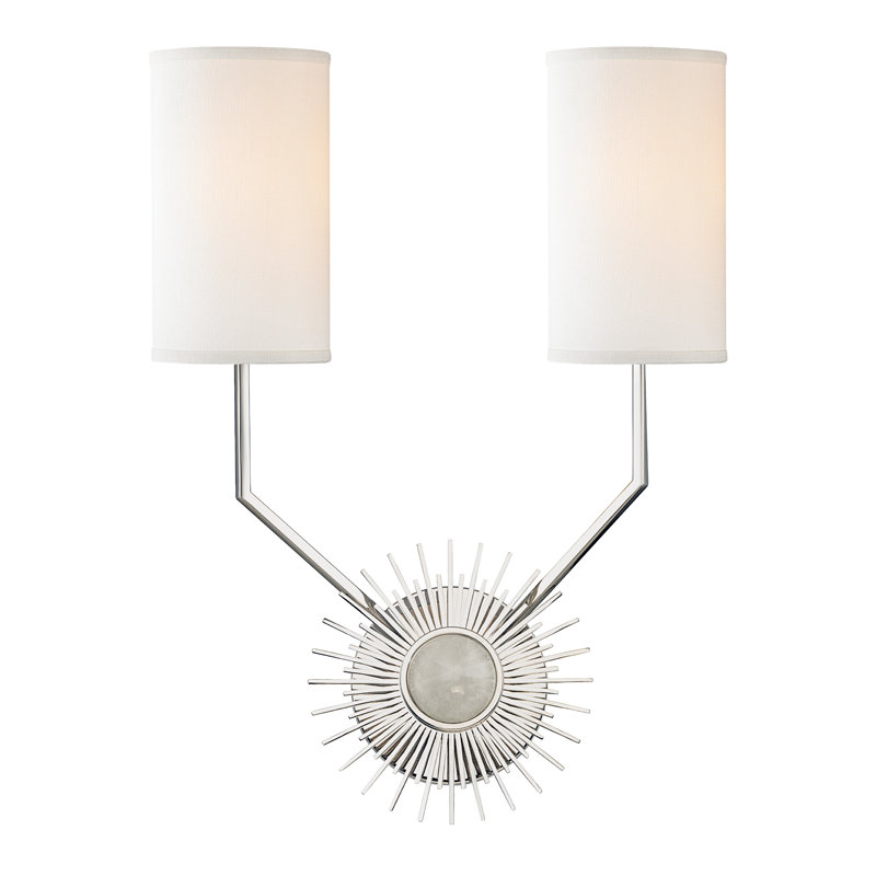 Borland 2 Light Wall Sconce, Polished Nickel