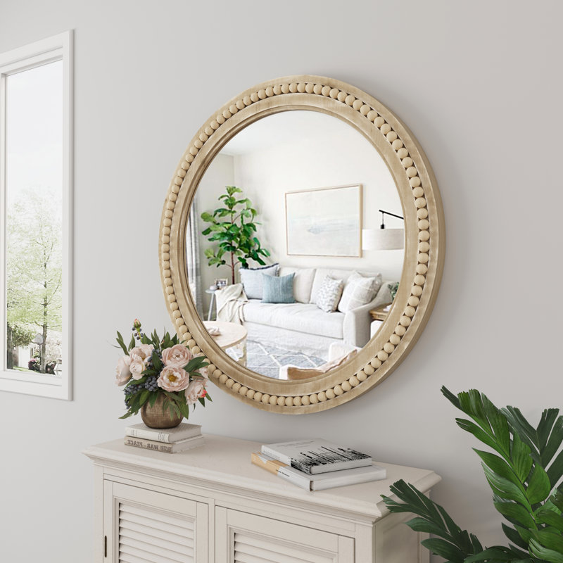 Brendalyn Round Mirror, 36" x 36", Natural Wood