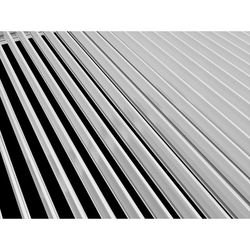 White Motorized Aluminum Wall-Mounted Pergola with LED Lighting
