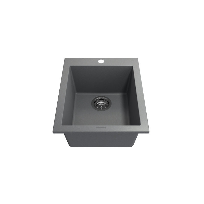 Campino 16'' L Single Basin Kitchen Sink, Concrete Gray