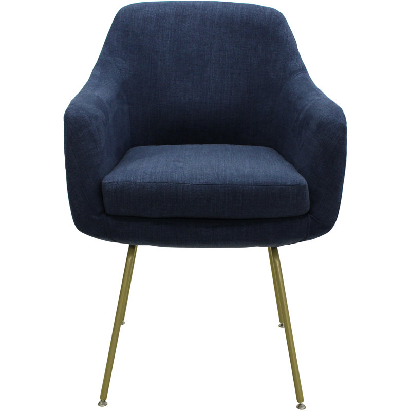 Kaif 21'' H Upholstered Armchair, Dark Blue, Gold