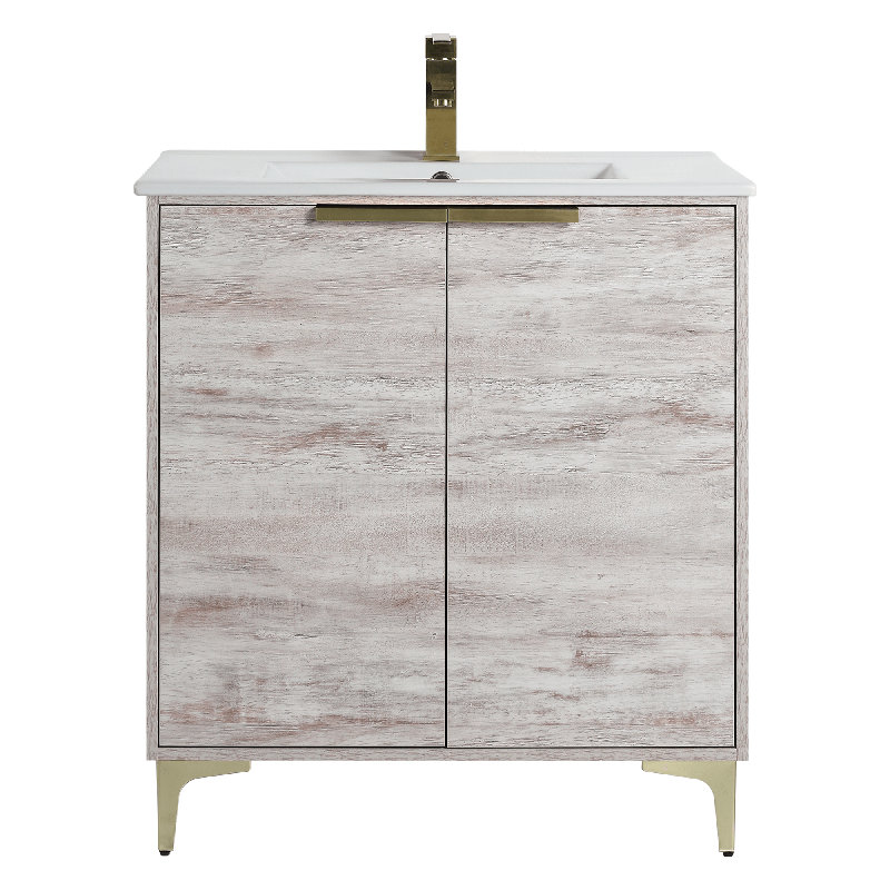 Ensemble de meuble-lavabo simple 30 po Deaunte, Laiton satiné