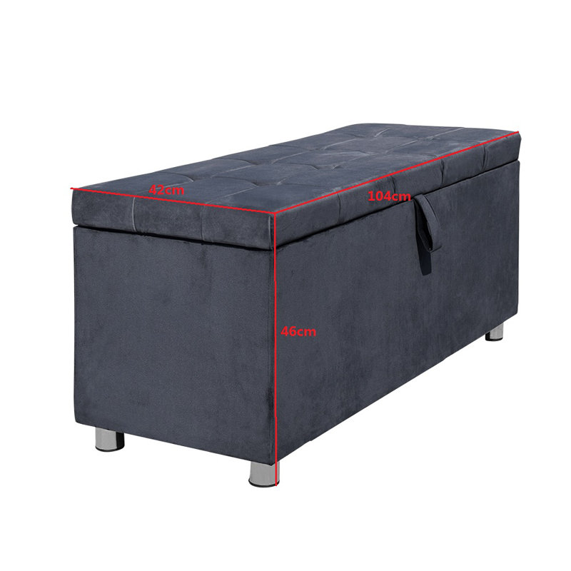 Greco Upholstered Storage Bench, Grey