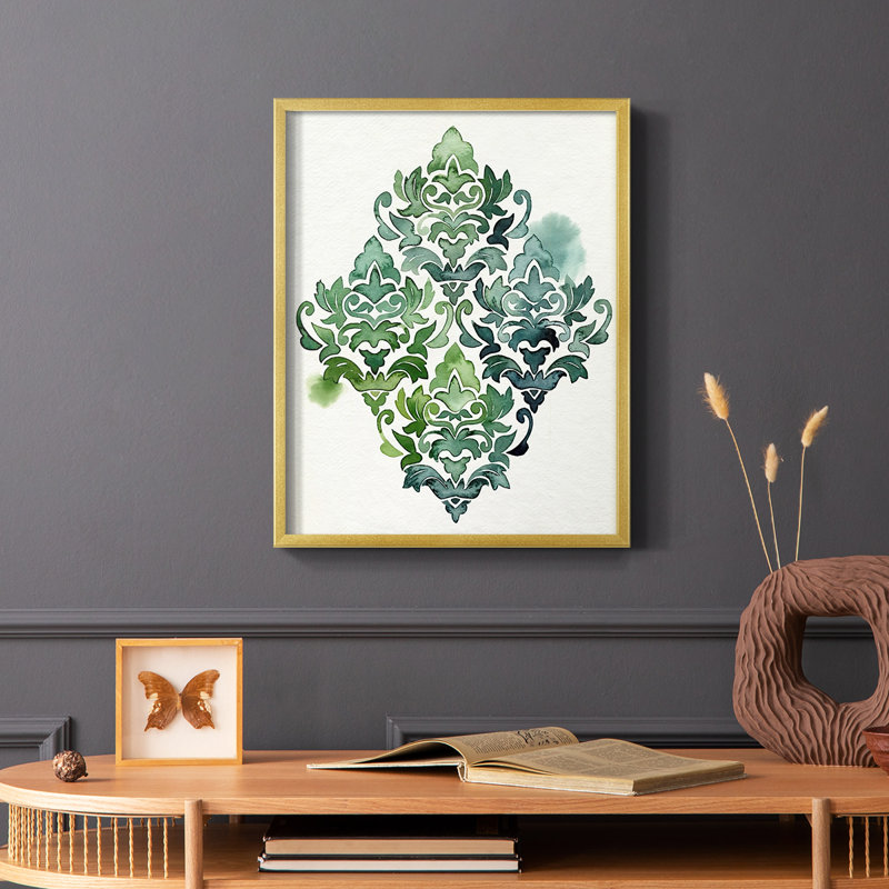 «Algae and Azule Motif II», reproduction encadrée - bois massif, H 20 po x l 16 po