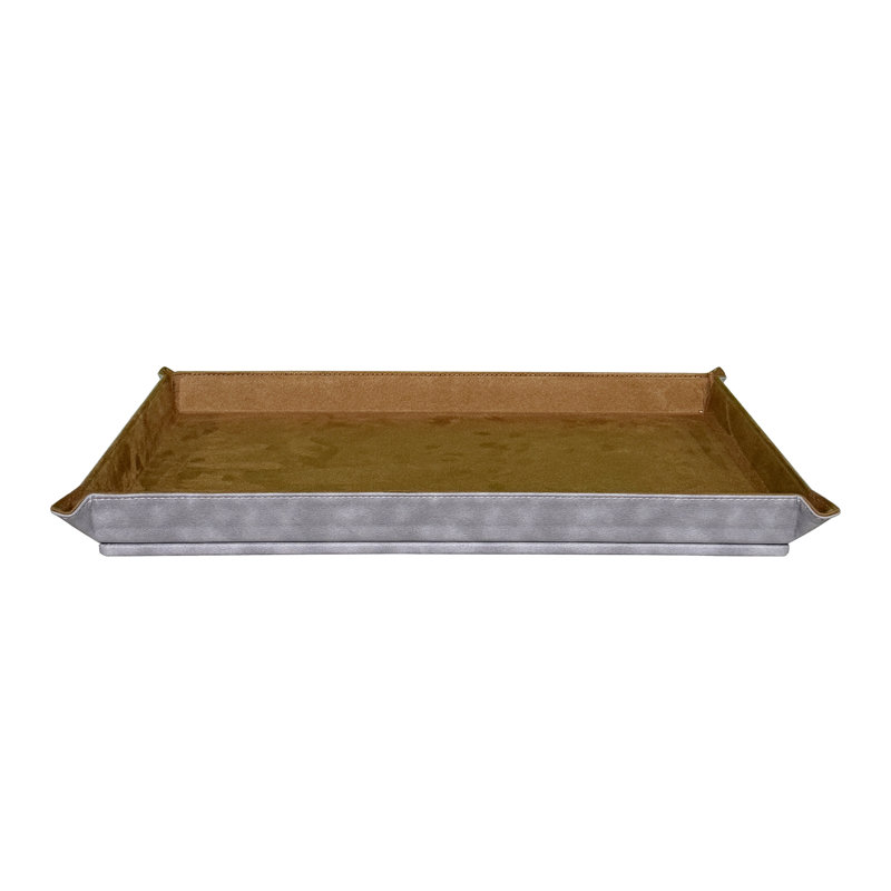 Leather Clutter & Wardrobe Jewelry Display Tray, Gray/Brown