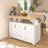 55.7'' Large Kitchen Island With 2 Drop Leaf,, Rolling Kitchen Cart On 5 Wheels With Power Outlet, Folding Storage Dining Table With Spice & Towel Rack , 3 Drawers, For Kitchen, Dining Room,White-1899959537