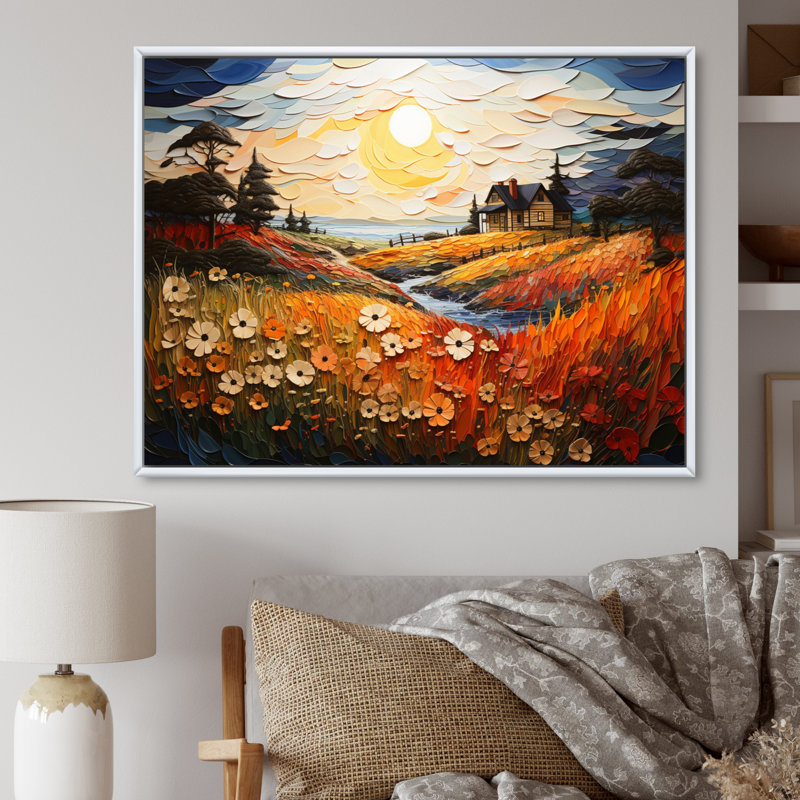 Marteka Farmhouse Seasons Pointillism II - impression, Cadre photo argenté, H 24 po x l 32 po