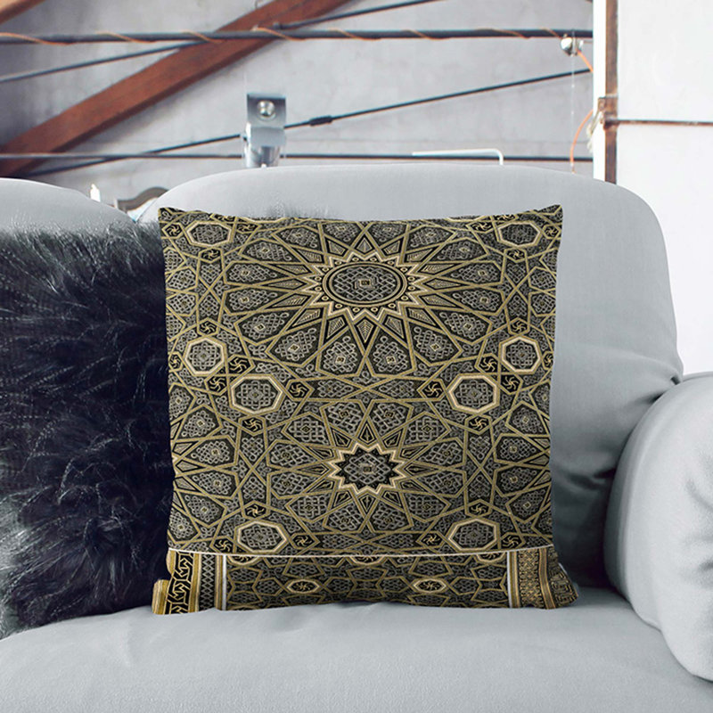 Geometric Square Throw Cushion, Stone, 55cm H x 55cm W x 20cm D