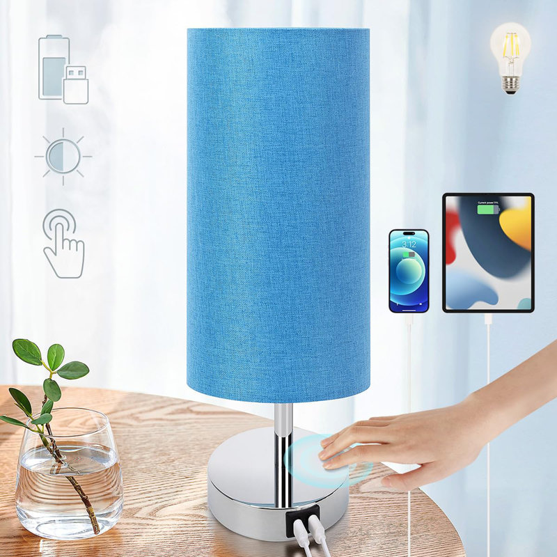 Lampe de bureau avec port USB, En jean, Argent argent