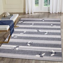 Front Porch Rug 27.5x43.3inch Blue and White Striped Outdoor Rug